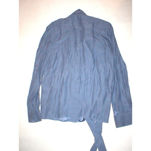 New NWT Womens Italy XS Designer Silk Blouse Top Gray Purple Golden Goose Bow - Picture 10 of 11